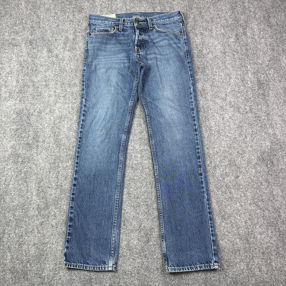 Hollister Mens Straight Jeans 30x32 Medium Wash 100% Cotton Button Fly Y2K